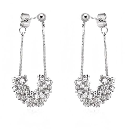 LMQLMK Dangle Earrings for Women CZ Stud Earrings Silver Plated Hypoallergenic Earring Elegant Gift for Her Wedding Party Everyday Wear (925 Sterling Silver Plated) von LMQLMK