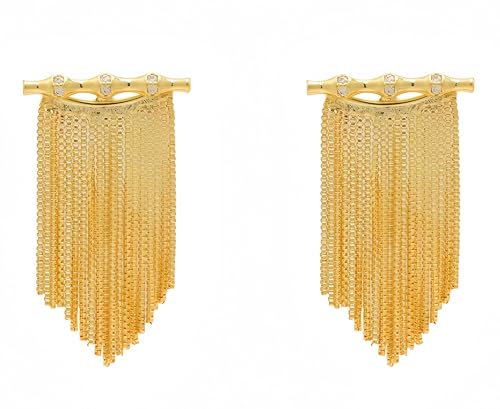 LMQLMK Quaste Zirkonia baumeln Ohrringe, 18 Karat vergoldetes Messing & Silber, hypoallergen, zartes Retro-modernes Design, Gold LMQLMK Quaste Zirkonia baumeln Ohrringe, 18 Karat vergoldetes Messing & Silber, hypoallergen, zartes Retro-modernes Design, Gold von LMQLMK