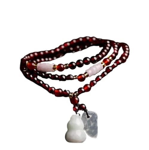Armbänder ， Perlen Armbänder Feng Shui Gourd Wulou Gourd Armband Granat Premium A-Level Jadeit Jade Gemstone Multi-Layer Talisman Kristallarmband für Wohlstand und viel Glück für Männer und Frauen von LMRJHAZ