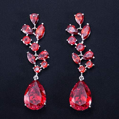 Elegante dunkelblaue Kubikzirkonia Kristall lange große Dangle Ohrringe für Frauen Hochzeitskleid Schmuckzubehör Accessoires von LMRJHAZ