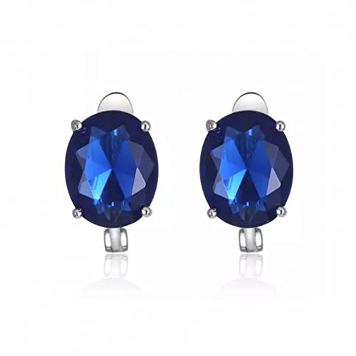Gemstone Sapphire Clip Ohrringe Frauen Schmuck Blau/Weiß Labor Diamant Hochzeit Ohrringe von LMRJHAZ