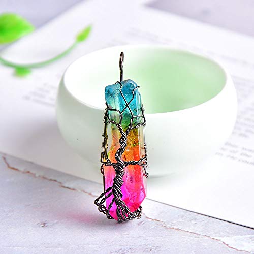 LMRJHAZ 1 Stcs Tree of Life Natural Crystal Pendant Mode Schmuck rohe Kristalle für Männer Frauen Bunt Schmuck (Farbe: Cupreous) (Golden a) von LMRJHAZ