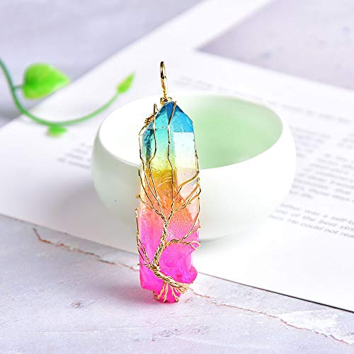 LMRJHAZ 1 Stcs Tree of Life Natural Crystal Pendant Mode Schmuck rohe Kristalle für Männer Frauen Bunt Schmuck (Farbe: Cupreous) (Golden a) von LMRJHAZ
