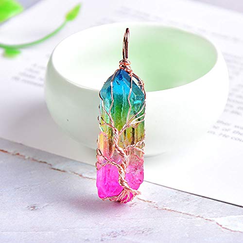 LMRJHAZ 1 Stcs Tree of Life Natural Crystal Pendant Mode Schmuck rohe Kristalle für Männer Frauen Bunt Schmuck (Farbe: Cupreous) (Golden a) von LMRJHAZ