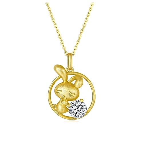 LMRJHAZ 1.0CT 925 Silber Chinesische Zodiac Rabbit Moissanit Anhängerkette für Frauen Geschenk mit von LMRJHAZ