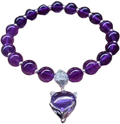 LMRJHAZ 10 mm natürlicher lila Amethyst Quarzfuchs Anhänger Kristall runde Perlen Frauen Armband AAAAA von LMRJHAZ