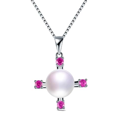 LMRJHAZ 100% echte natürliche Süßwasserperlenkette für Frauen überqueren Zirkon -Anhänger -Juwelier in China von LMRJHAZ