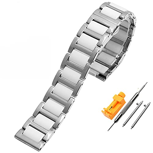 LMRJHAZ 12mm 14 mm 16 mm 18 mm 20 mm 22 mm Edelstahl Keramik Uhrengurt Frauen Schmetterling Schnalle Band Stahl Uhren Band /18mm /Silber Schwarz von LMRJHAZ