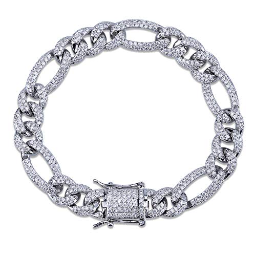 LMRJHAZ 14K Gold über 925 Silber Hip-Hop Reggaeton-Stil-Armband, Männer dicht eingestellt Moissanit, mutige Aussage für stil-bewusste Männer, Geschenke für Papa von LMRJHAZ