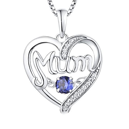 LMRJHAZ 14k Gold Halskette Frauen, Mutter Halskette Herz hohl Mutter 12 Monate Geburtsstein Kubikzirkonia Kiste Halskette Anhänger von LMRJHAZ