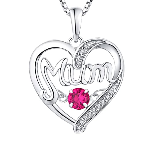 LMRJHAZ 14k Gold Halskette Frauen, Mutter Halskette Herz hohl Mutter 12 Monate Geburtsstein Kubikzirkonia Kiste Halskette Anhänger von LMRJHAZ