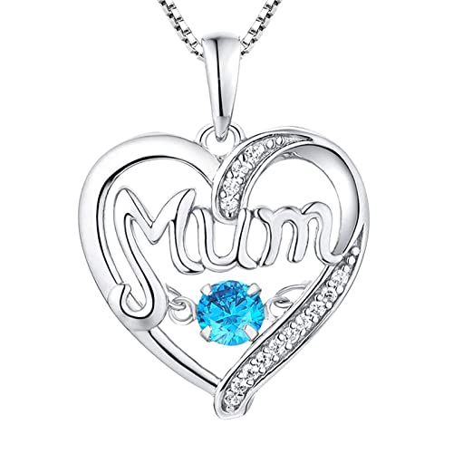 LMRJHAZ 14k Gold Halskette Frauen, Mutter Halskette Herz hohl Mutter 12 Monate Geburtsstein Kubikzirkonia Kiste Halskette Anhänger von LMRJHAZ