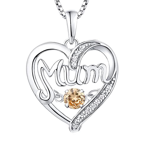 LMRJHAZ 18k Weißgold Halskette, herzförmige Halskette hohl Mutter 12 Monate Geburtsstein Box Frauen Halsketten von LMRJHAZ