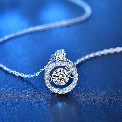 LMRJHAZ 5 mm Moissanit Anhänger Halskette für Frauen, die 925 Sterling Silber Runde brillante Schnittkette mit Geschenk schlagen LMRJHAZ 5 mm Moissanit Anhänger Halskette für Frauen, die 925 Sterling Silber Runde brillante Schnittkette mit Geschenk schlagen von LMRJHAZ