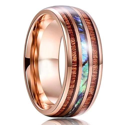 LMRJHAZ 8mm Herren Rosegoldfarbe Ringe Holz und Abalone Shell Opal Inlay Ring Herren Ehering Band Schmuck Schmuck LMRJHAZ 8mm Herren Rosegoldfarbe Ringe Holz und Abalone Shell Opal Inlay Ring Herren Ehering Band Schmuck Schmuck von LMRJHAZ