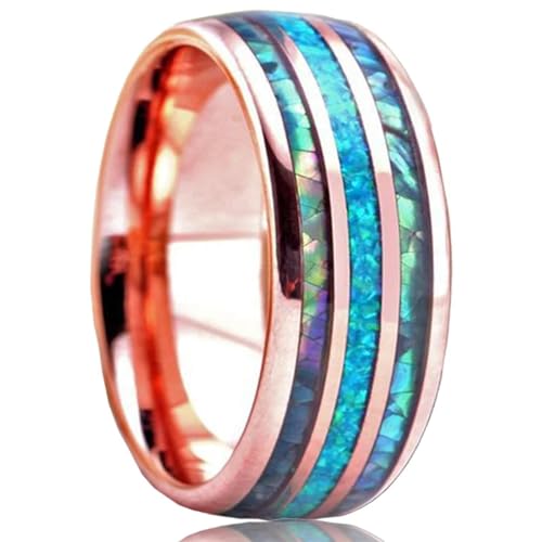 LMRJHAZ 8mm Herren Rosegoldfarbe Ringe Holz und Abalone Shell Opal Inlay Ring Herren Ehering Band Schmuck Schmuck LMRJHAZ 8mm Herren Rosegoldfarbe Ringe Holz und Abalone Shell Opal Inlay Ring Herren Ehering Band Schmuck Schmuck von LMRJHAZ