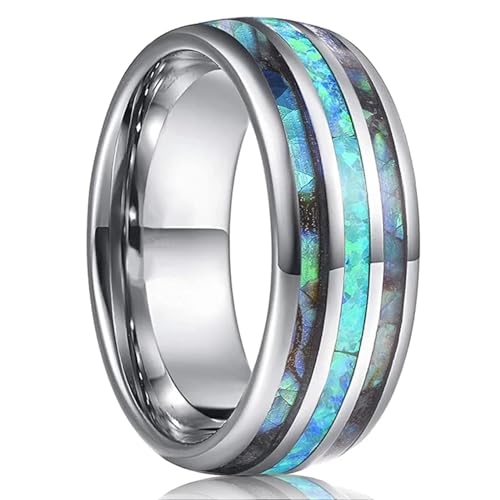 LMRJHAZ 8mm Herren Rosegoldfarbe Ringe Holz und Abalone Shell Opal Inlay Ring Herren Ehering Band Schmuck Schmuck LMRJHAZ 8mm Herren Rosegoldfarbe Ringe Holz und Abalone Shell Opal Inlay Ring Herren Ehering Band Schmuck Schmuck von LMRJHAZ