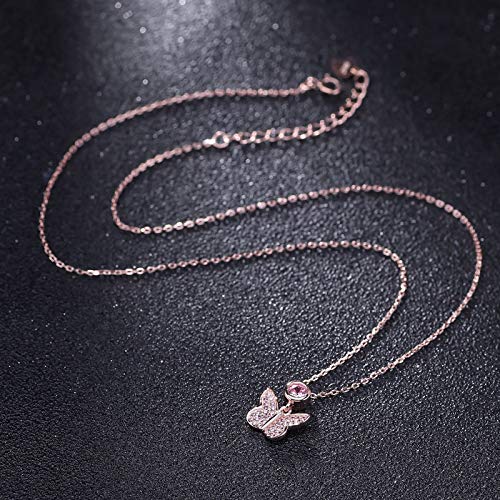 LMRJHAZ 925 Pink Butterfly Schlüsselbeutel Kette Halskette für Frauen Hochzeitskleid Accessoires Freund LMRJHAZ 925 Pink Butterfly Schlüsselbeutel Kette Halskette für Frauen Hochzeitskleid Accessoires Freund von LMRJHAZ