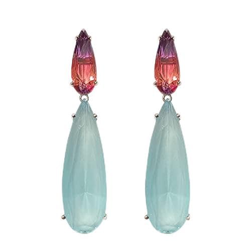 LMRJHAZ 925 Schmuckohrringe rot Wasser Dropstil Hochzeit Ohrringe für Frauen Verlobungsfeier Geschenke von LMRJHAZ