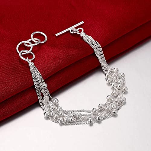 LMRJHAZ 925 Silber Frosted Quastel Perlen Kettenarmbänder für Frauen Adlige Hochzeitsgeschenke Schmuck Schmuck von LMRJHAZ