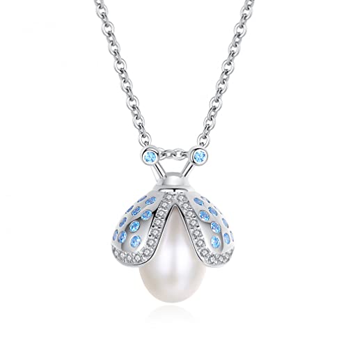 LMRJHAZ 925 Sterling Silber natürliche Süßwasserperlen Halskette Anhänger Biene Wabenperlenschmuck Halskette für Frauen von LMRJHAZ
