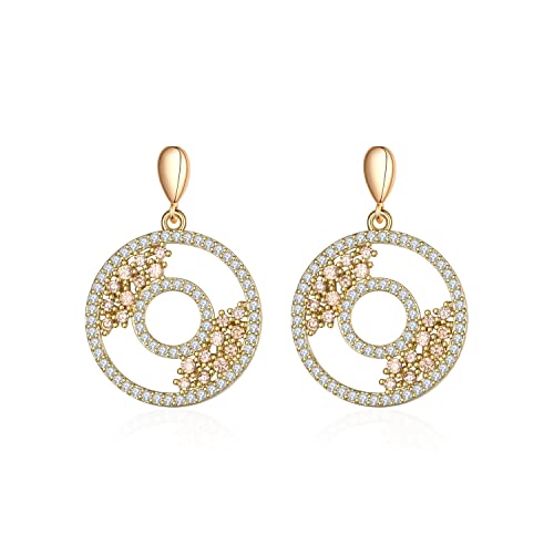 LMRJHAZ Damen Schmuck Round Hollow eingelegtes Kristall Elegante Ohrringe Ladies Party Juwely Accessoires Frauen Ohrringe von LMRJHAZ