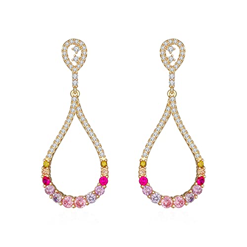 LMRJHAZ Damen Teardrop Form Pendellohrringe mit Steinkubikzirkonia Ball Leichte Frauenohrringe High-End-Ohrringe eingelegt von LMRJHAZ