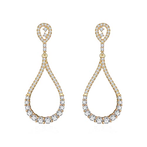LMRJHAZ Damen Teardrop Form Pendellohrringe mit Steinkubikzirkonia Ball Leichte Frauenohrringe High-End-Ohrringe eingelegt von LMRJHAZ