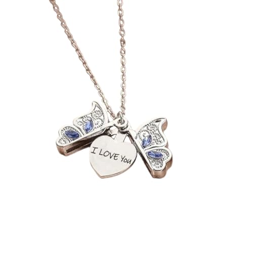 LMRJHAZ Exquisite modische Schmetterlings-Halskette für Damen, "I Love You", kann Anhänger geöffnet werden, Damen-Schmuck-Accessoires, Halsband, mit Accessoires für Sie, trendiges, kreatives Geschenk von LMRJHAZ