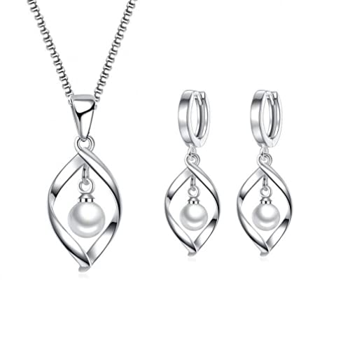 LMRJHAZ Frauen 925 Schmuckstücke glänzende Perlenzubehör Charme Dangle Ohrringe Anhänger Halskette für Frauen von LMRJHAZ