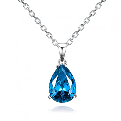 LMRJHAZ Frauen Halsketten Anhänger 925 Silberschmuck Farbe Wasser Tropfen Edelstein Anhänger Halskette Party Hochzeitsgeschenk Fein Schmuck von LMRJHAZ