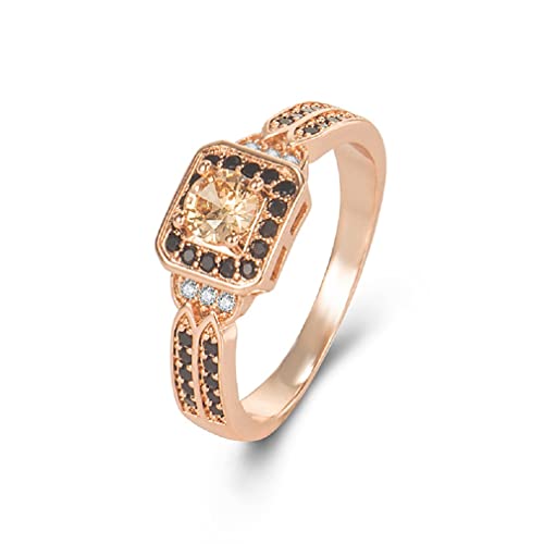LMRJHAZ Frauen roségold -schokolade weiß und braun kubisch Zirkonia Statement Ringe Schwarze Eheringe für Frauen Schokoladen Diamond Champagner Ring Damen Cocktail Geschenk (8#) von LMRJHAZ