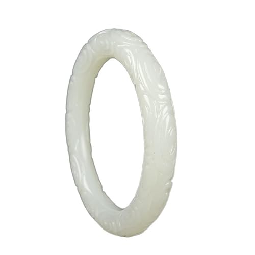 LMRJHAZ Für Frauen weiße Jade Armreif Armband Herren Jade Steinarmbänder (Farbe: 56-58 mm) von LMRJHAZ
