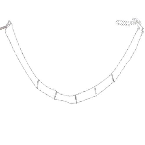 LMRJHAZ Garantie 925 Sterling Silber Double Dainty Delicate Kette Micro Pave Bar Girl Frauen Halskette von LMRJHAZ