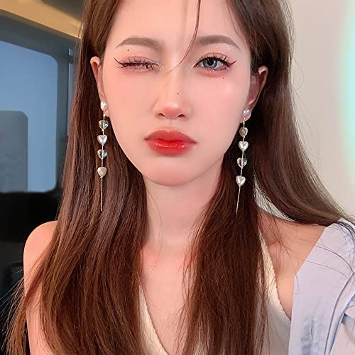 LMRJHAZ Geometrische Zirkonperlenohrringe für Frauen Ohrringe Hochzeit Schmuck Geburtstag Geschenk von LMRJHAZ