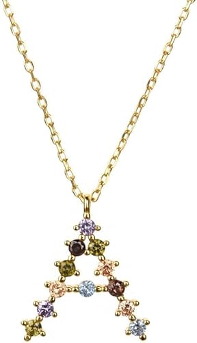 LMRJHAZ Halskette Buchstabe A, Sterling Silber AZ 26 Anhänger farbenfrohe Zirkonia -Initialen Name Chaigoldechoker für Womelady Girl Schmuck von LMRJHAZ