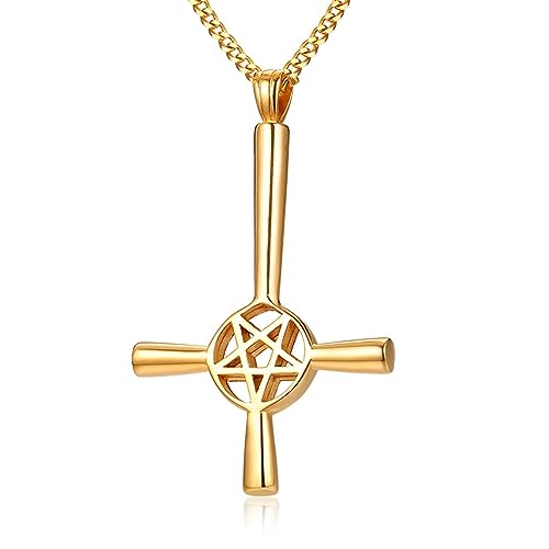 LMRJHAZ Halskette Männer Anhänger Kette Frauen Geschenk invertiertes Kreuz Halsketten verkehrt herum Satan Anhänger184 von LMRJHAZ