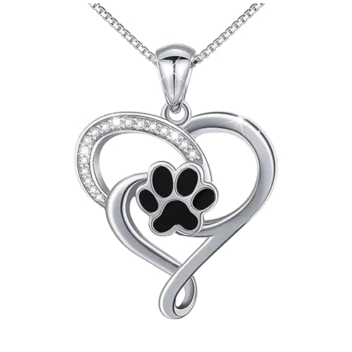 LMRJHAZ Halskette Mode Herz Halskette mit Hundepfoten für Männer und Frauen lieben Kette mit hübschem Tierdruck Schmuck Accessoires Party Schmuckgeschenke244 von LMRJHAZ