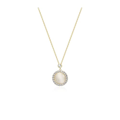 LMRJHAZ Halskette Schöne Opal -Anhänger Halskette 925 Silber kreatives Design elegantes Temperament Dekorative Schlüsselbeutel Kette Damen Halskette von LMRJHAZ