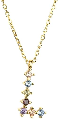 LMRJHAZ Halskette Sterling Silber Breotstone, l Anhänger Buntes Zirkonia -Initialen Name Chaigoldechoker für Womelady Girl Schmuck von LMRJHAZ