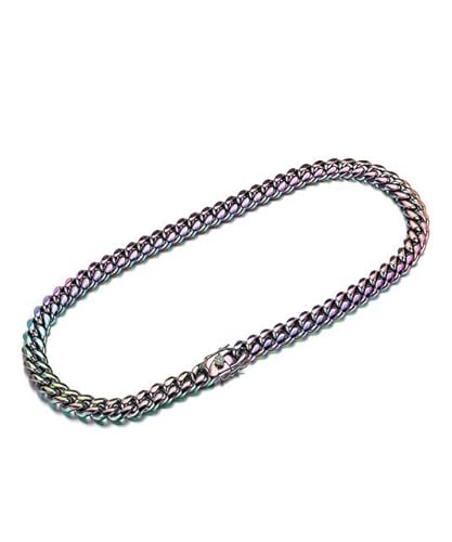 LMRJHAZ Herren Choker Cuban Chain Edelstahl Regenbogen Farb Trend Halskette Mode Charm Hip Hop Rock Schmuckzucht von LMRJHAZ