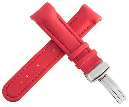 LMRJHAZ Icelink Herren 22 mm rotes Polyurethan- und Leder -Uhr -Bandband mit Stahlschnalle von LMRJHAZ