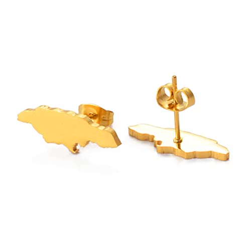 LMRJHAZ Jamaika Kartenohrohrohrohrringe - Jamaikanische Flagge einzigartige ethnische Piercing Women Ohrringe Country Flagge Hip Hop Drop Fashion Schmuck für Damen, Gold UI von LMRJHAZ