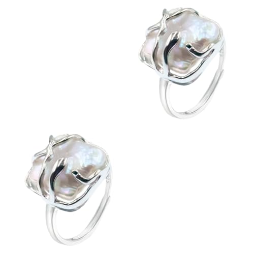 LMRJHAZ Juwely Wrap Damen Retro Modetemperament Unregelmäßige Open () Damenringe künstlicher Goldfinger Ring für Teenager Perlenhalter Elektroplattiert Silberschmuck von LMRJHAZ