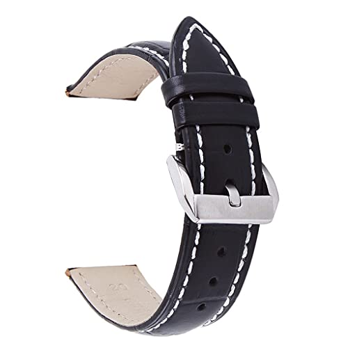 LMRJHAZ Leder Watchband -Gurt Metall Schnalle Clasp Frauen Männer Uhrenband (schwarz, 18mm) von LMRJHAZ