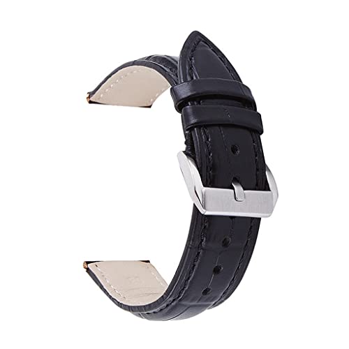 LMRJHAZ Leder Watchband -Gurt Metall Schnalle Clasp Frauen Männer Uhrenband (schwarz, 18mm) von LMRJHAZ