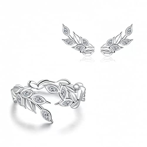 LMRJHAZ Leuchtende Weizenohren Ring- und Stollenohrringe für Frauen Schmuck Sets Hochzeit von LMRJHAZ