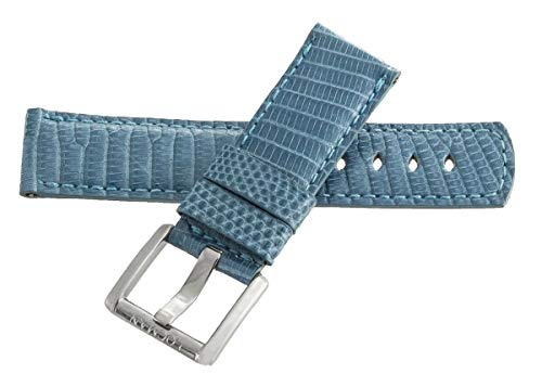 LMRJHAZ Locman Herren 21mm hellblau Leder Uhrenbandband mit silbernen Schnalle von LMRJHAZ