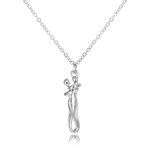 LMRJHAZ Mädchen Sterling Silber Umarmung Halskette & Choker - Männer und Frauen Umarmung Anhängerkette - Paare Halskette Geschenke von LMRJHAZ