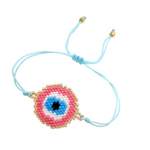 LMRJHAZ Mädchen juwelrry blaue Augen Perlen gewebt Amulett Fashion Stapelbares Armband für Frauen verstellbare Handgelenkshalle Augenkette Accessoires von LMRJHAZ